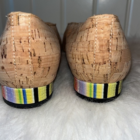 VANELI Natural Cork & Multi Color Captoe Rainbow Stripe Flat size 9 Italy - Picture 8 of 17